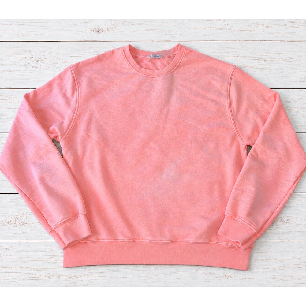Good American Crewneck Sweatshirt Coral Cotton Fleece Pullover Loungewear Size 3